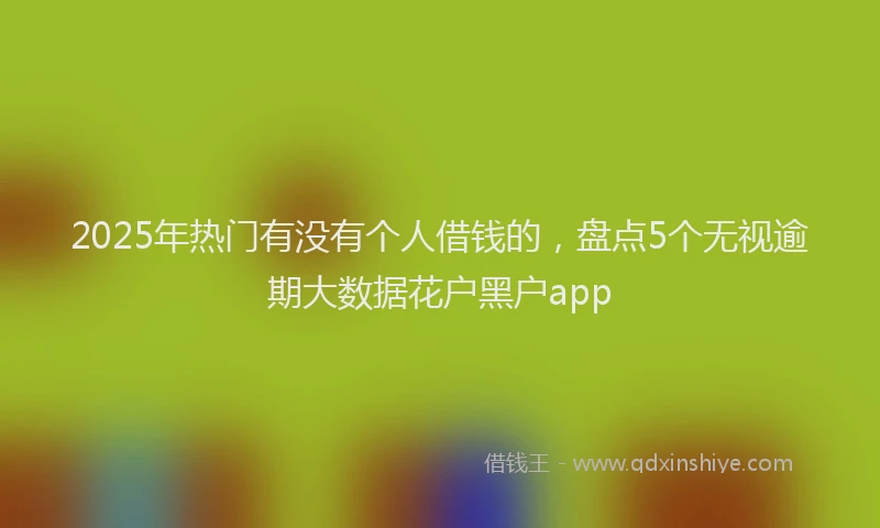 2025年热门有没有个人借钱的，盘点5个无视逾期大数据花户黑户app
