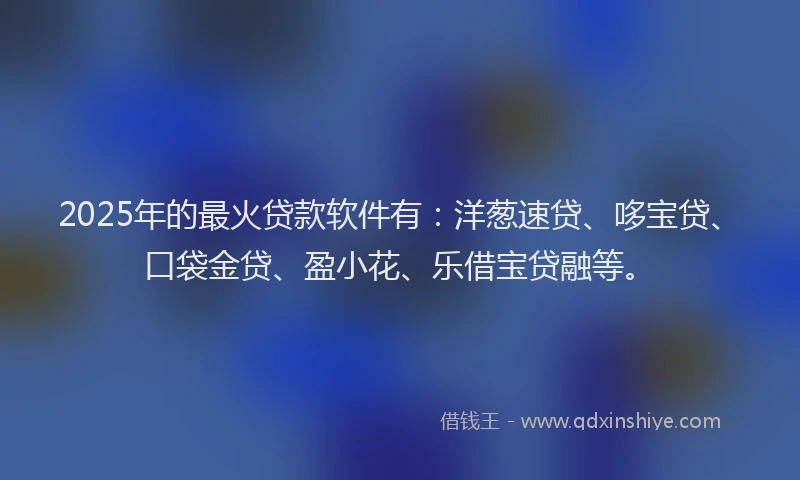2025年的最火贷款软件有：洋葱速贷、哆宝贷、口袋金贷、盈小花、乐借宝贷融等。
