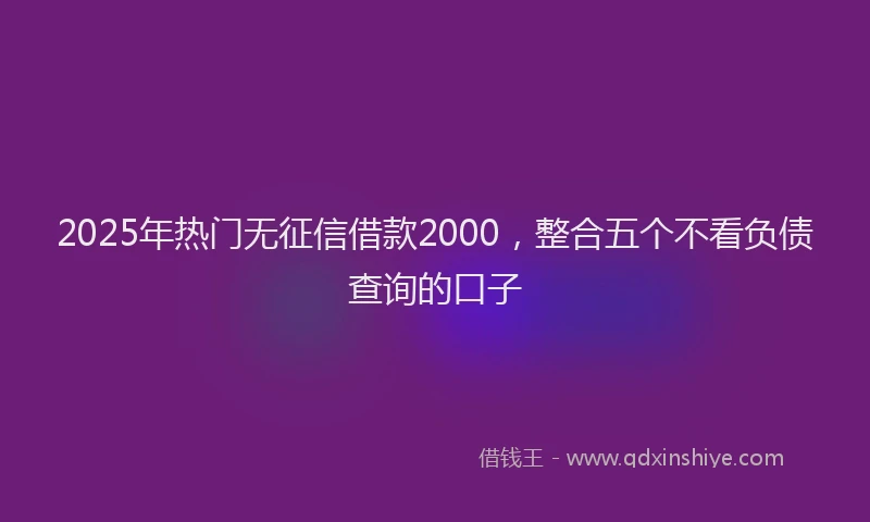 2025年热门无征信借款2000，整合五个不看负债查询的口子