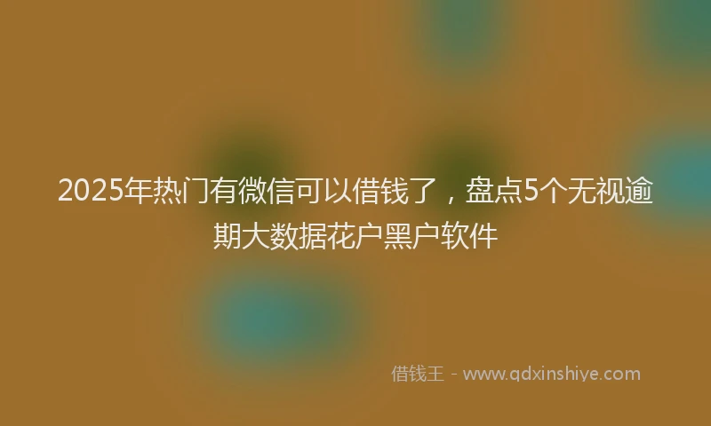 2025年热门有微信可以借钱了，盘点5个无视逾期大数据花户黑户软件