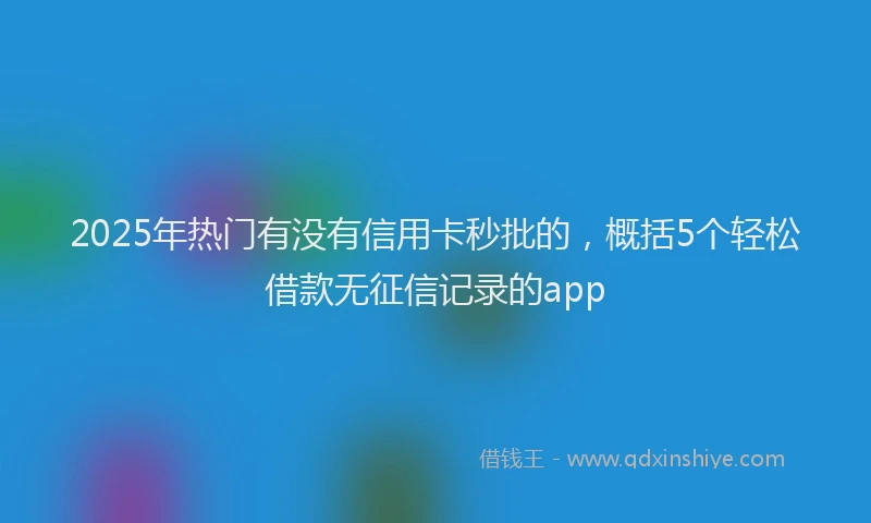 2025年热门有没有信用卡秒批的，概括5个轻松借款无征信记录的app