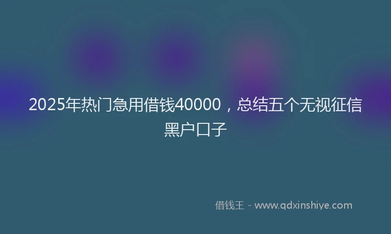 2025年热门急用借钱40000，总结五个无视征信黑户口子
