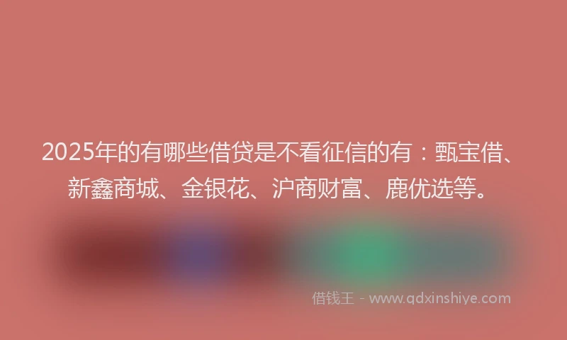 2025年的有哪些借贷是不看征信的有：甄宝借、新鑫商城、金银花、沪商财富、鹿优选等。