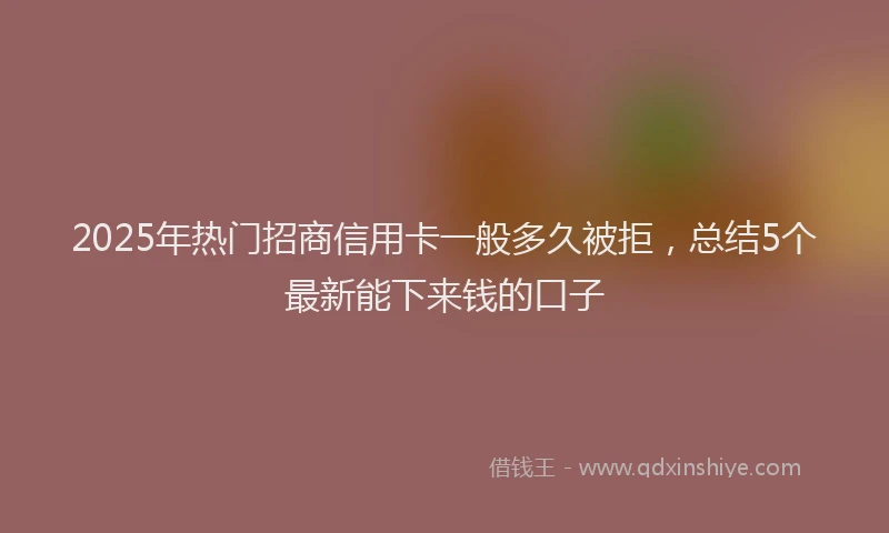 2025年热门招商信用卡一般多久被拒，总结5个最新能下来钱的口子