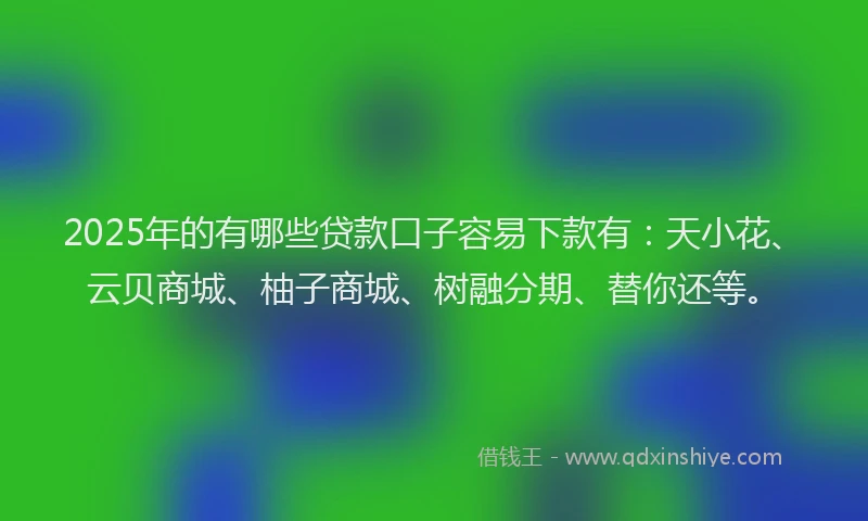 2025年的有哪些贷款口子容易下款有：天小花、云贝商城、柚子商城、树融分期、替你还等。