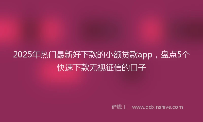2025年热门最新好下款的小额贷款app，盘点5个快速下款无视征信的口子