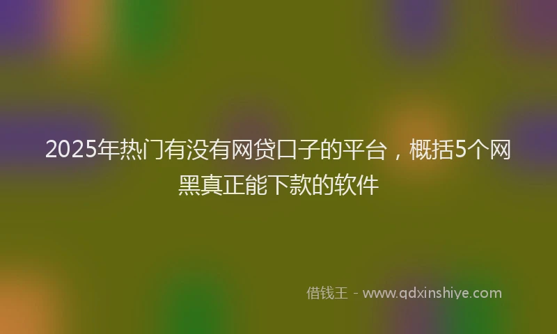 2025年热门有没有网贷口子的平台，概括5个网黑真正能下款的软件