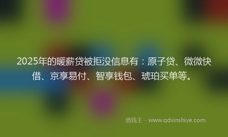 2025年的暖薪贷被拒没信息有：原子贷、微微快借、京享易付、智享钱包、琥珀买单等。
