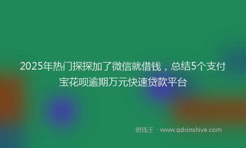 2025年热门探探加了微信就借钱，总结5个支付宝花呗逾期万元快速贷款平台