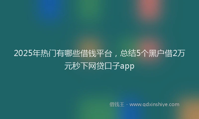 2025年热门有哪些借钱平台，总结5个黑户借2万元秒下网贷口子app
