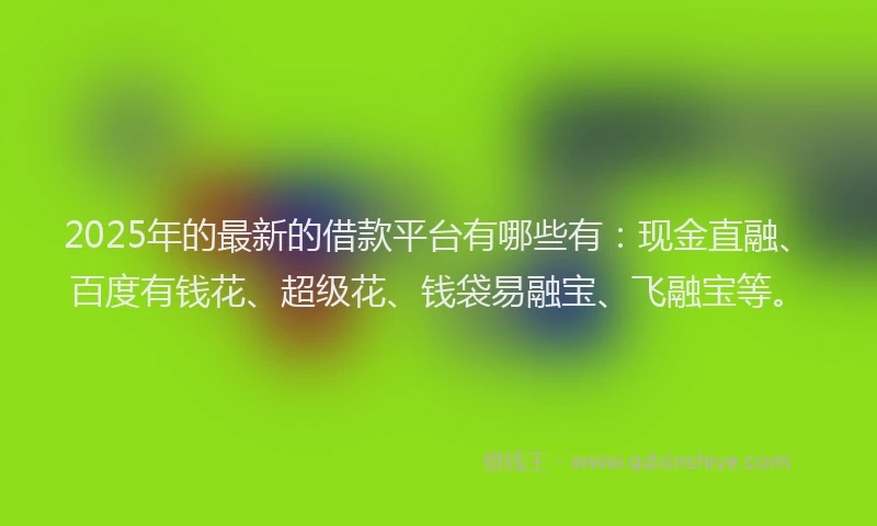 2025年的最新的借款平台有哪些有：现金直融、百度有钱花、超级花、钱袋易融宝、飞融宝等。