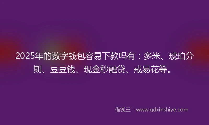 2025年的数字钱包容易下款吗有：多米、琥珀分期、豆豆钱、现金秒融贷、戒易花等。