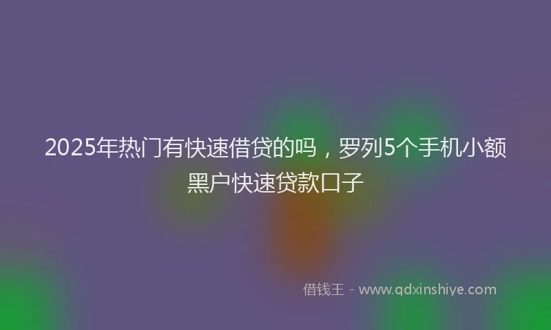 2025年热门有快速借贷的吗，罗列5个手机小额黑户快速贷款口子