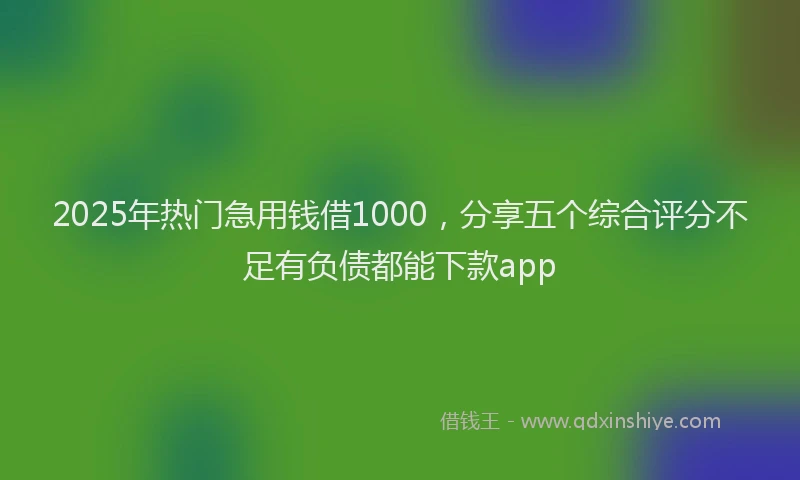 2025年热门急用钱借1000，分享五个综合评分不足有负债都能下款app