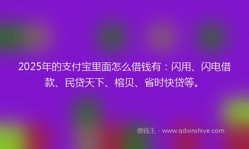 2025年的支付宝里面怎么借钱有：闪用、闪电借款、民贷天下、榕贝、省时快贷等。