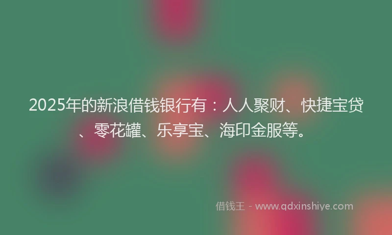 2025年的新浪借钱银行有：人人聚财、快捷宝贷、零花罐、乐享宝、海印金服等。