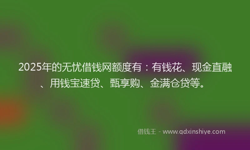 2025年的无忧借钱网额度有：有钱花、现金直融、用钱宝速贷、甄享购、金满仓贷等。