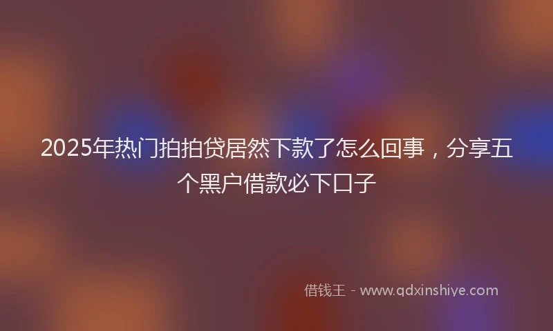 2025年热门拍拍贷居然下款了怎么回事，分享五个黑户借款必下口子