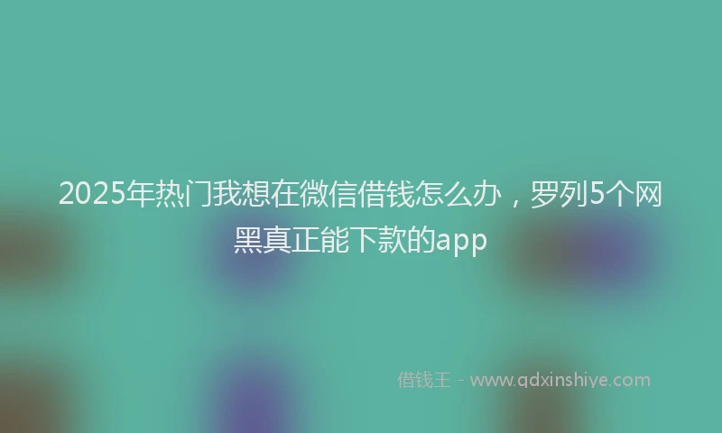 2025年热门我想在微信借钱怎么办，罗列5个网黑真正能下款的app