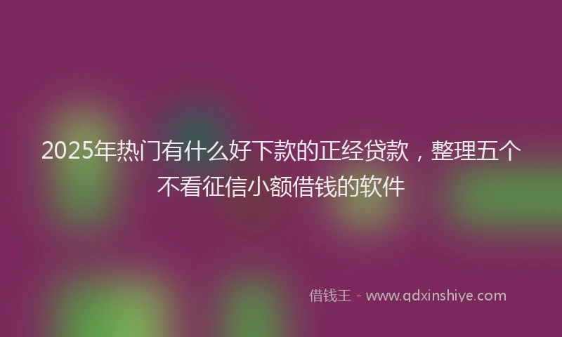 2025年热门有什么好下款的正经贷款，整理五个不看征信小额借钱的软件