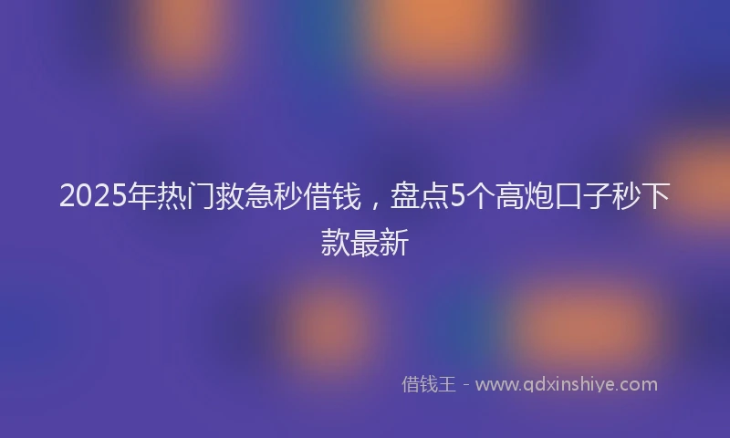2025年热门救急秒借钱，盘点5个高炮口子秒下款最新
