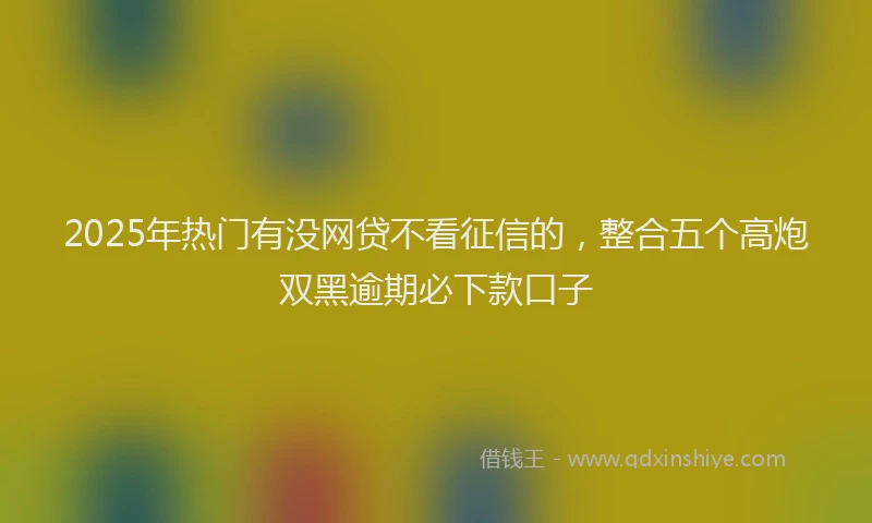 2025年热门有没网贷不看征信的，整合五个高炮双黑逾期必下款口子