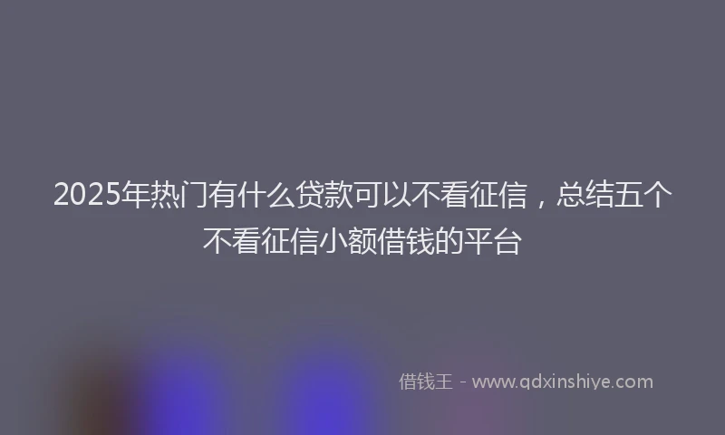 2025年热门有什么贷款可以不看征信，总结五个不看征信小额借钱的平台