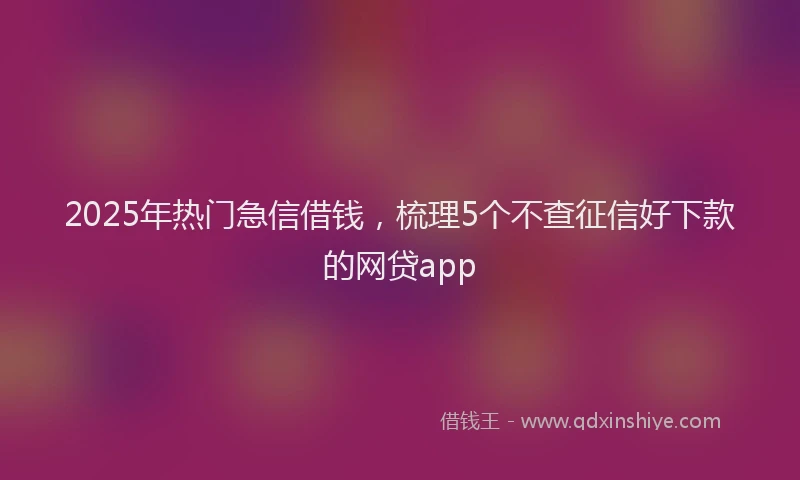 2025年热门急信借钱，梳理5个不查征信好下款的网贷app