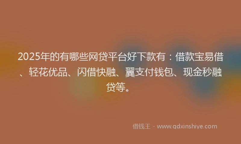 2025年的有哪些网贷平台好下款有：借款宝易借、轻花优品、闪借快融、翼支付钱包、现金秒融贷等。