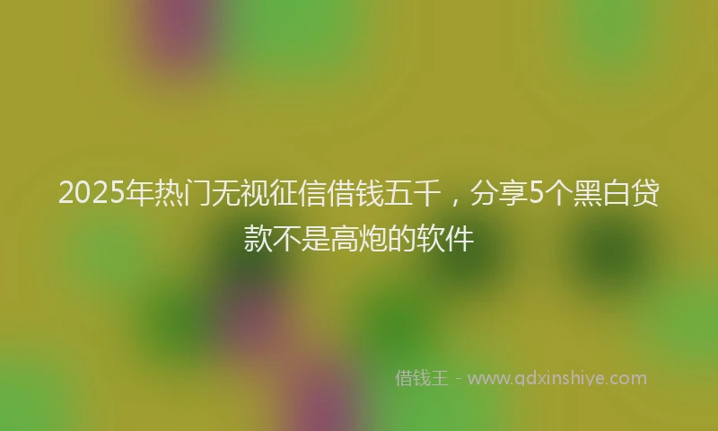 2025年热门无视征信借钱五千，分享5个黑白贷款不是高炮的软件