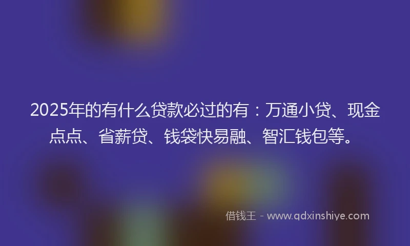 2025年的有什么贷款必过的有：万通小贷、现金点点、省薪贷、钱袋快易融、智汇钱包等。