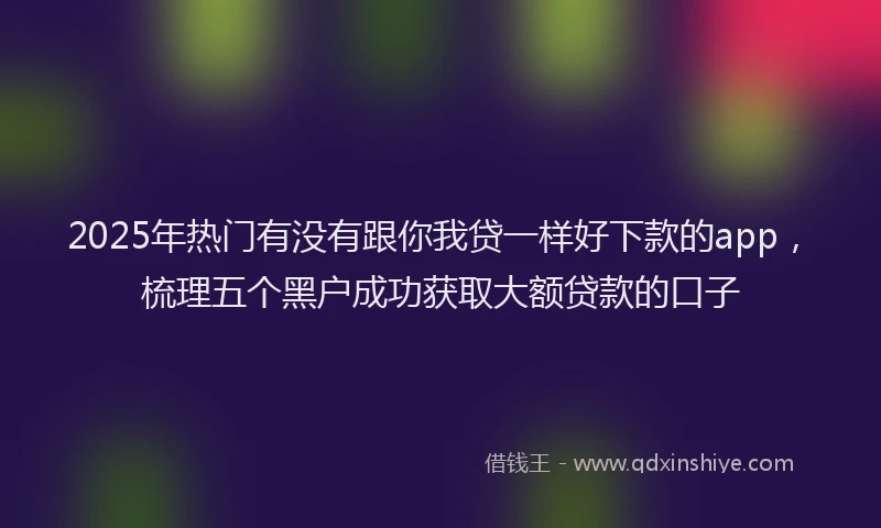 2025年热门有没有跟你我贷一样好下款的app，梳理五个黑户成功获取大额贷款的口子