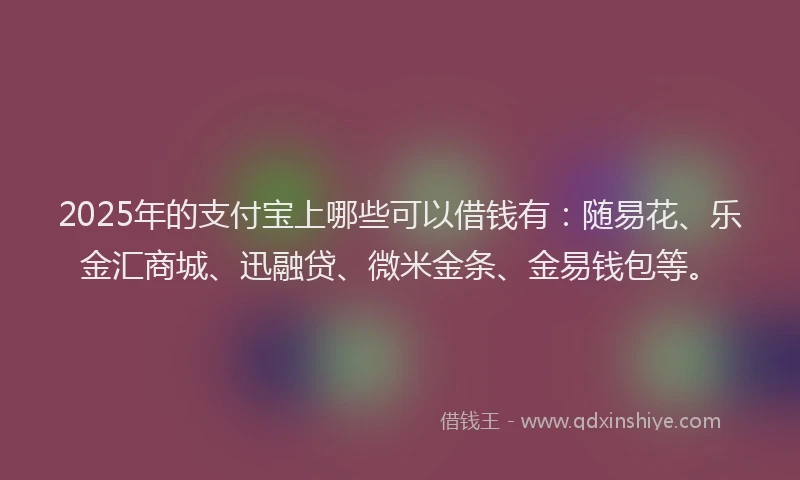 2025年的支付宝上哪些可以借钱有：随易花、乐金汇商城、迅融贷、微米金条、金易钱包等。