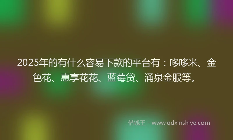 2025年的有什么容易下款的平台有：哆哆米、金色花、惠享花花、蓝莓贷、涌泉金服等。