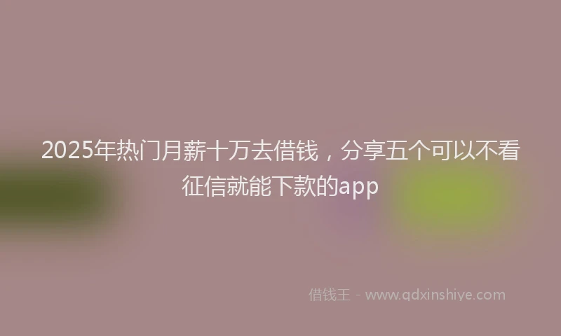 2025年热门月薪十万去借钱，分享五个可以不看征信就能下款的app