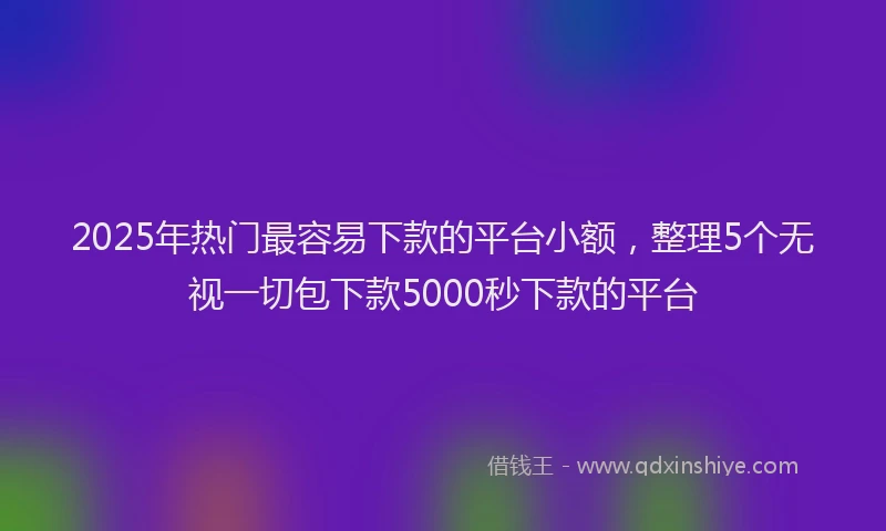 2025年热门最容易下款的平台小额，整理5个无视一切包下款5000秒下款的平台