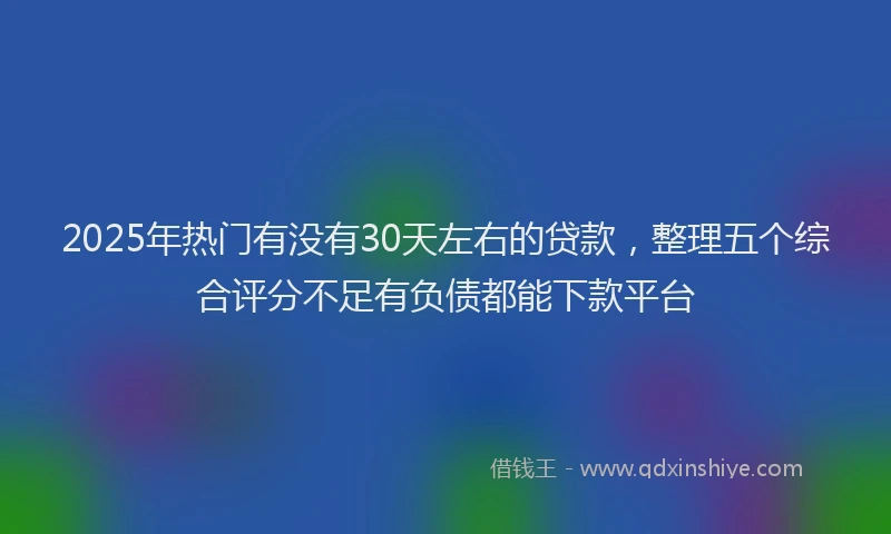 2025年热门有没有30天左右的贷款，整理五个综合评分不足有负债都能下款平台