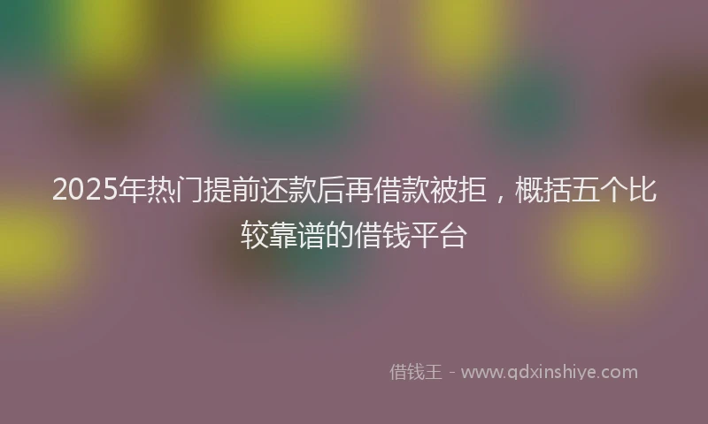 2025年热门提前还款后再借款被拒，概括五个比较靠谱的借钱平台