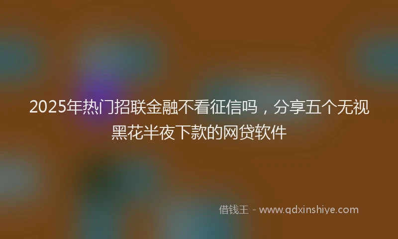 2025年热门招联金融不看征信吗，分享五个无视黑花半夜下款的网贷软件