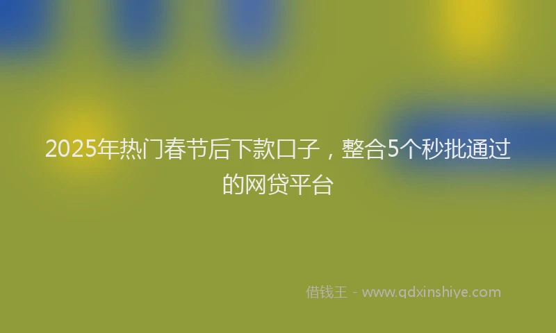 2025年热门春节后下款口子，整合5个秒批通过的网贷平台