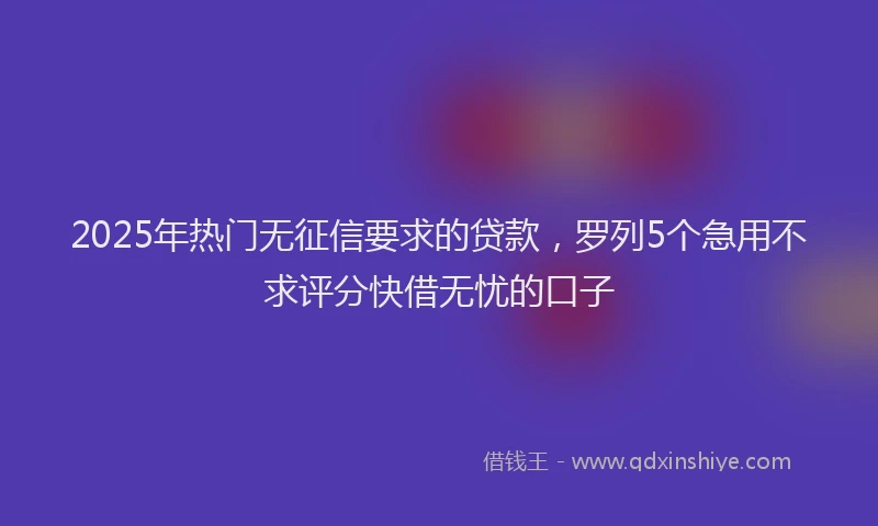 2025年热门无征信要求的贷款，罗列5个急用不求评分快借无忧的口子
