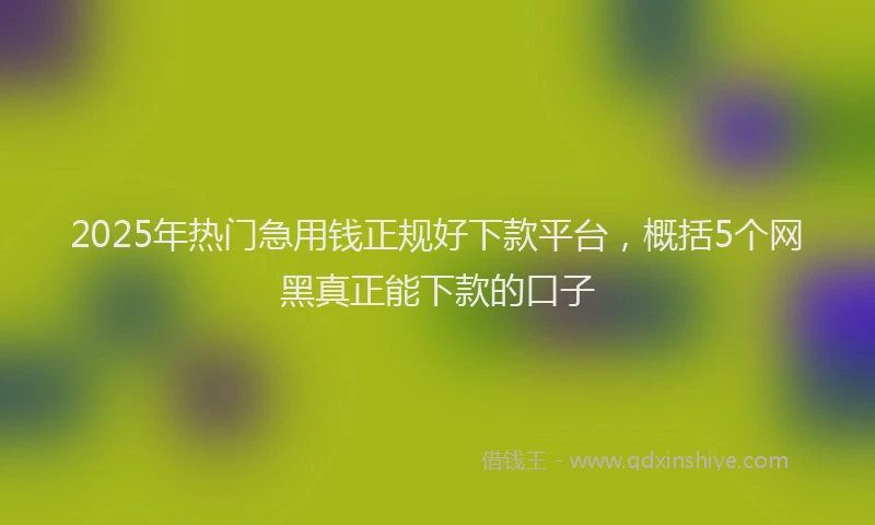 2025年热门急用钱正规好下款平台，概括5个网黑真正能下款的口子