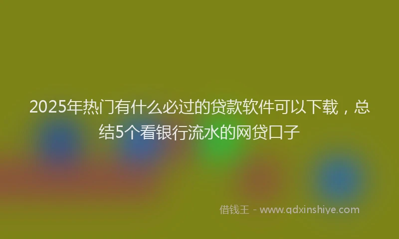 2025年热门有什么必过的贷款软件可以下载，总结5个看银行流水的网贷口子