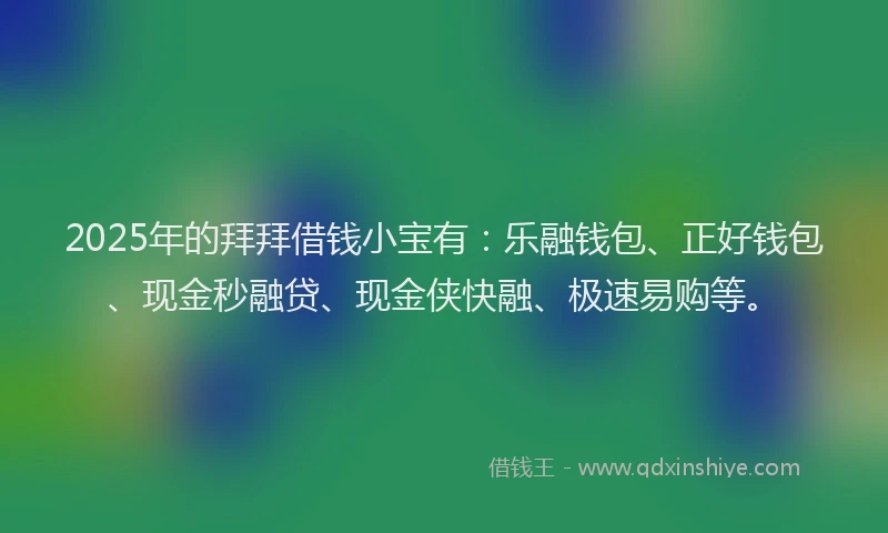 2025年的拜拜借钱小宝有：乐融钱包、正好钱包、现金秒融贷、现金侠快融、极速易购等。