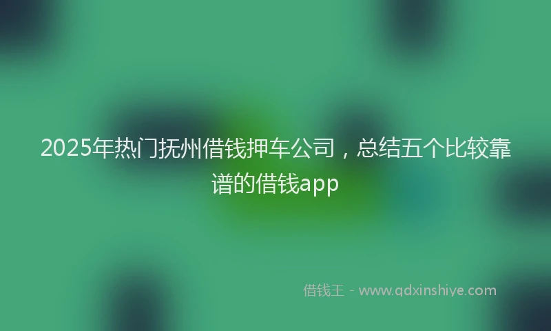 2025年热门抚州借钱押车公司，总结五个比较靠谱的借钱app