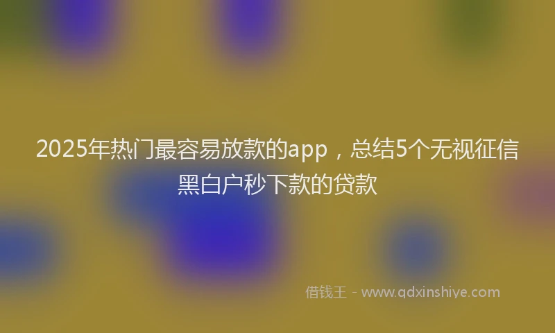 2025年热门最容易放款的app，总结5个无视征信黑白户秒下款的贷款