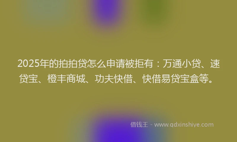 2025年的拍拍贷怎么申请被拒有：万通小贷、速贷宝、橙丰商城、功夫快借、快借易贷宝盒等。
