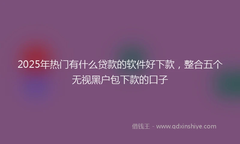 2025年热门有什么贷款的软件好下款，整合五个无视黑户包下款的口子