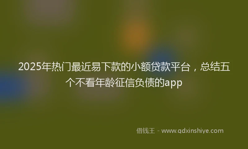 2025年热门最近易下款的小额贷款平台，总结五个不看年龄征信负债的app