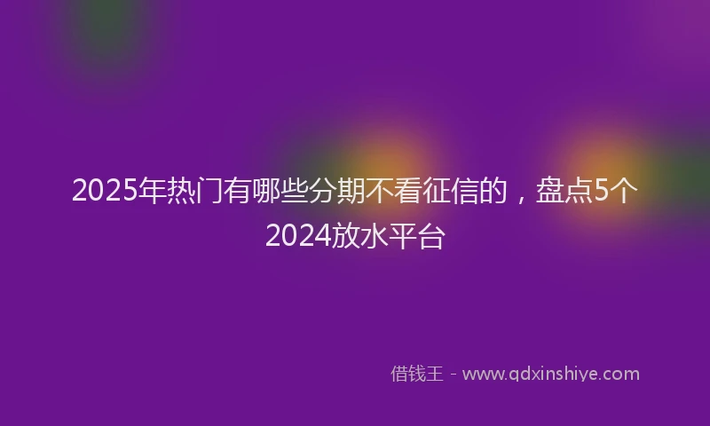 2025年热门有哪些分期不看征信的，盘点5个2024放水平台